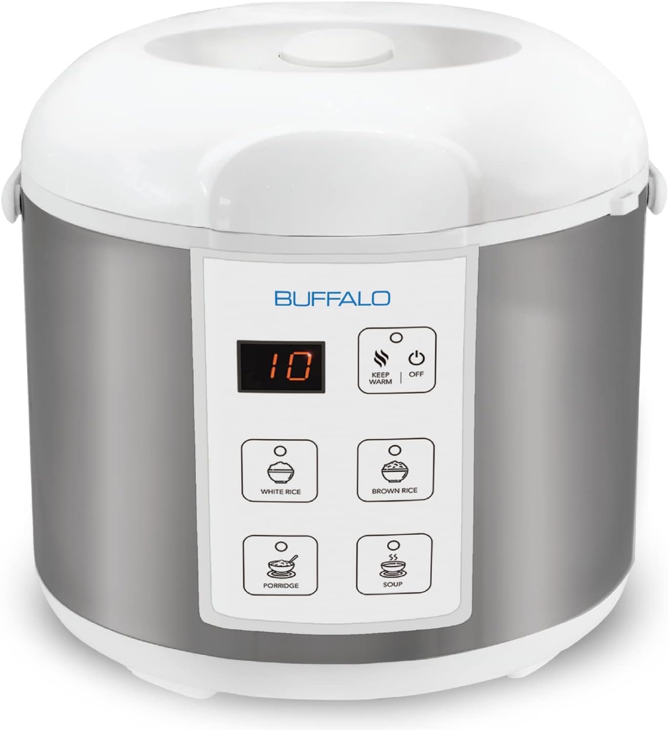 Buffalo Stainless Rice Cooker - Non-Stick Clad Pot, Auto Warmer