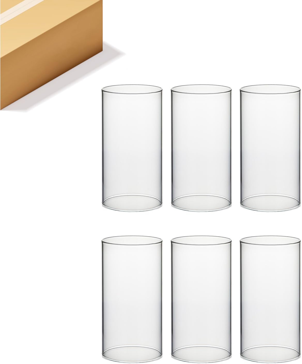 WGVI Hurricane Candle Holder Sleeve - Clear Glass Cylinder Set