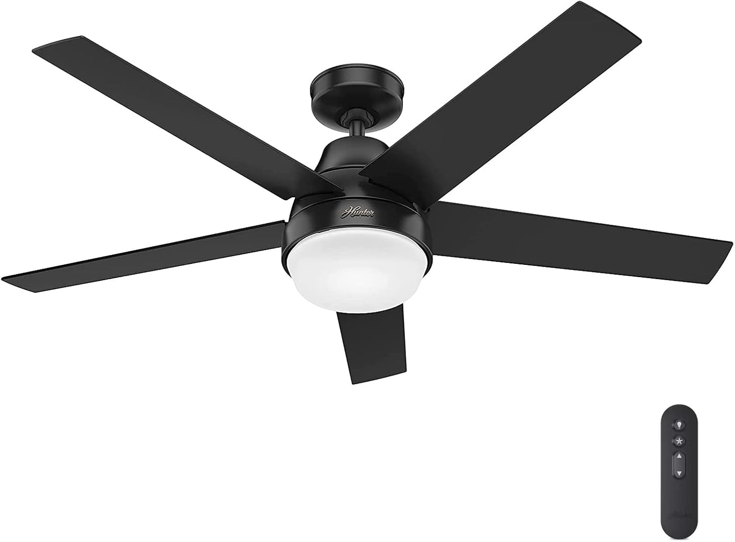 Hunter 52 inch Contemporary Matte Black Ceiling Fan with Light Kit