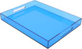 Large Acrylic Tray Ottoman Coffee Table Tray 17x13 in - Vibrant Blue
