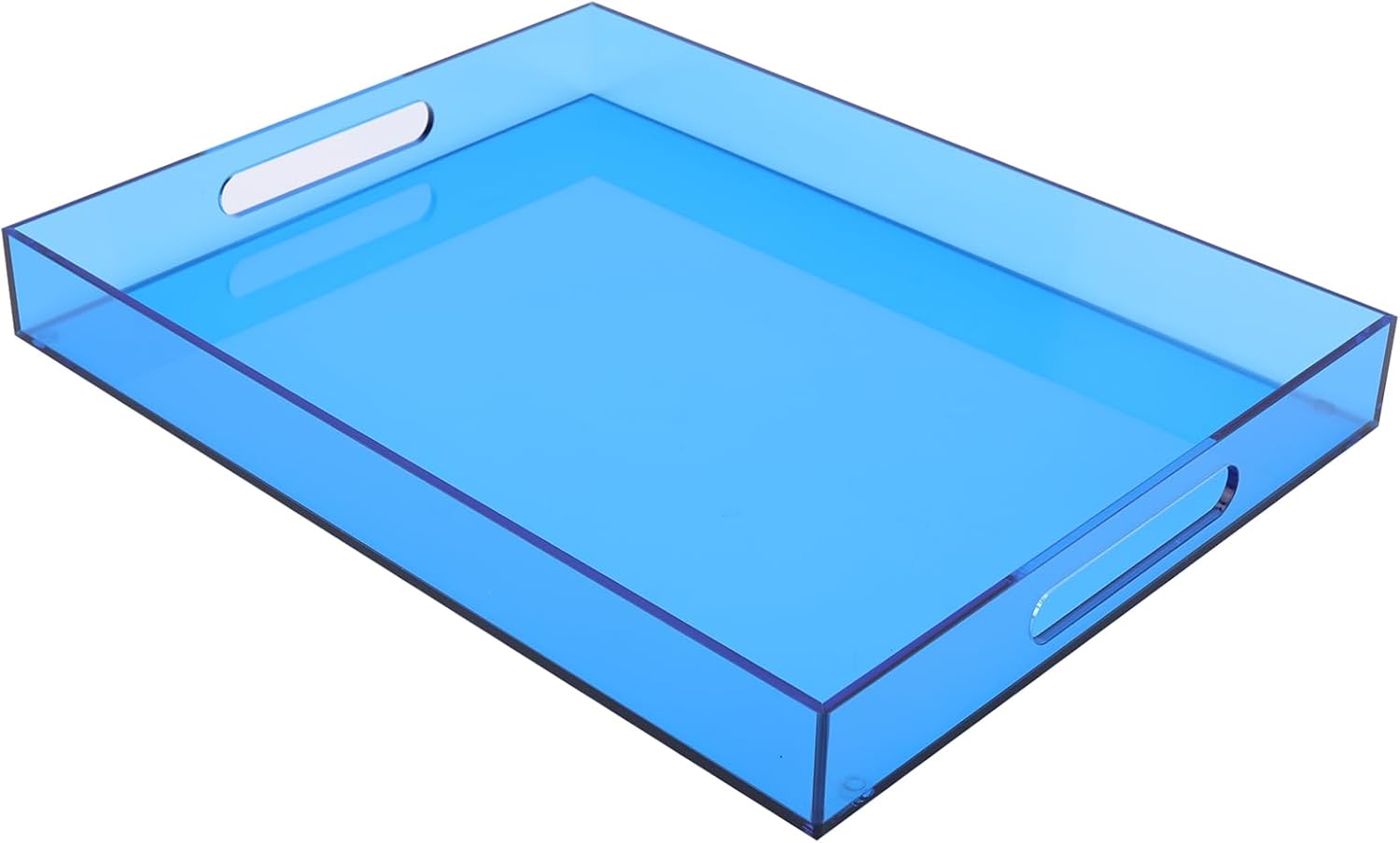 Large Acrylic Tray for Coffee Table with Handles - Blue 17x13in