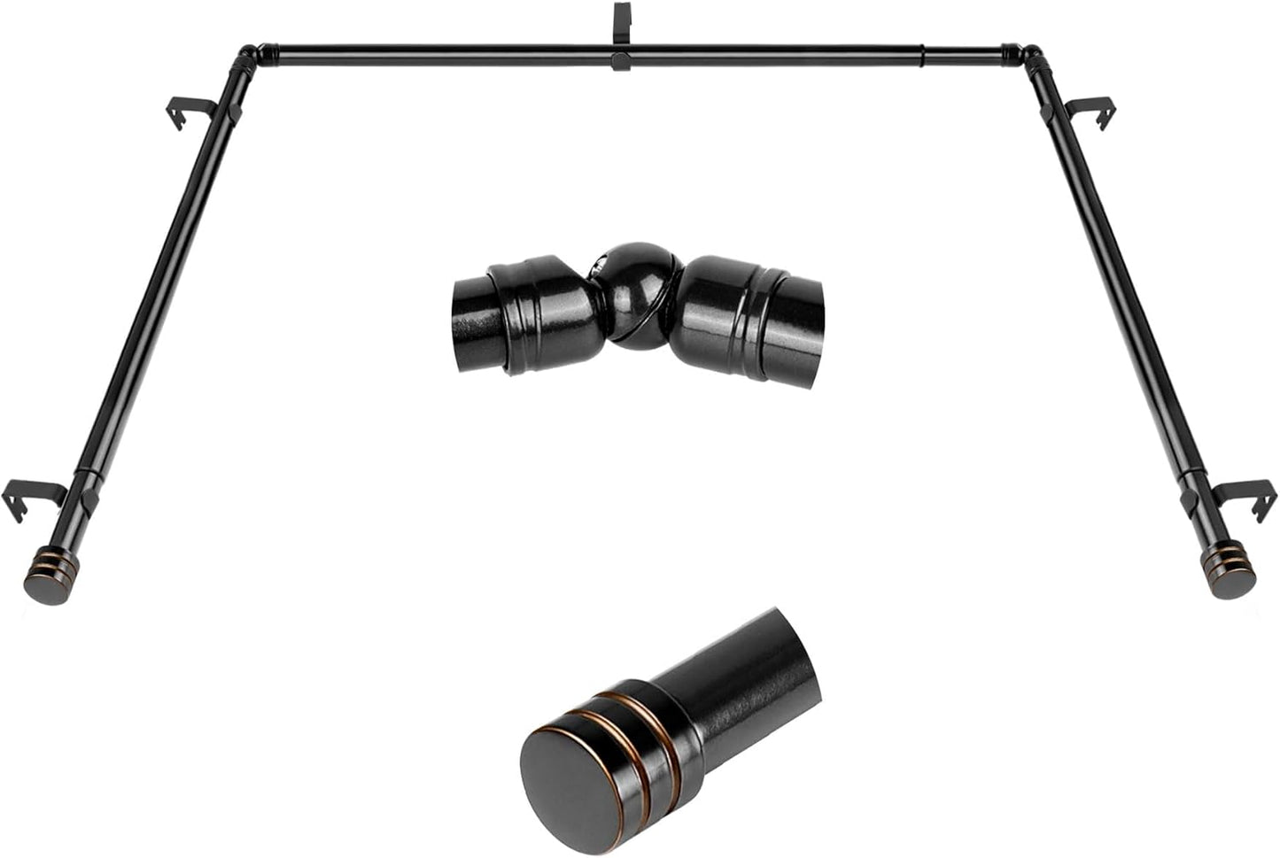 Black Bay Window Curtain Rods for Heavy Duty Drapery Needs