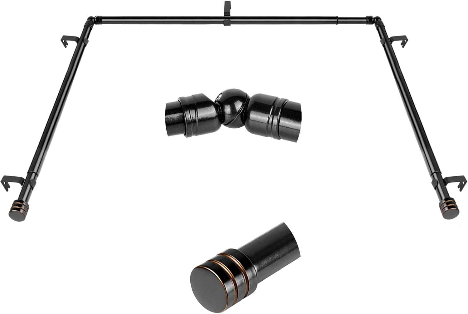 Black Bay Window Curtain Rods for Heavy Duty Drapery Needs