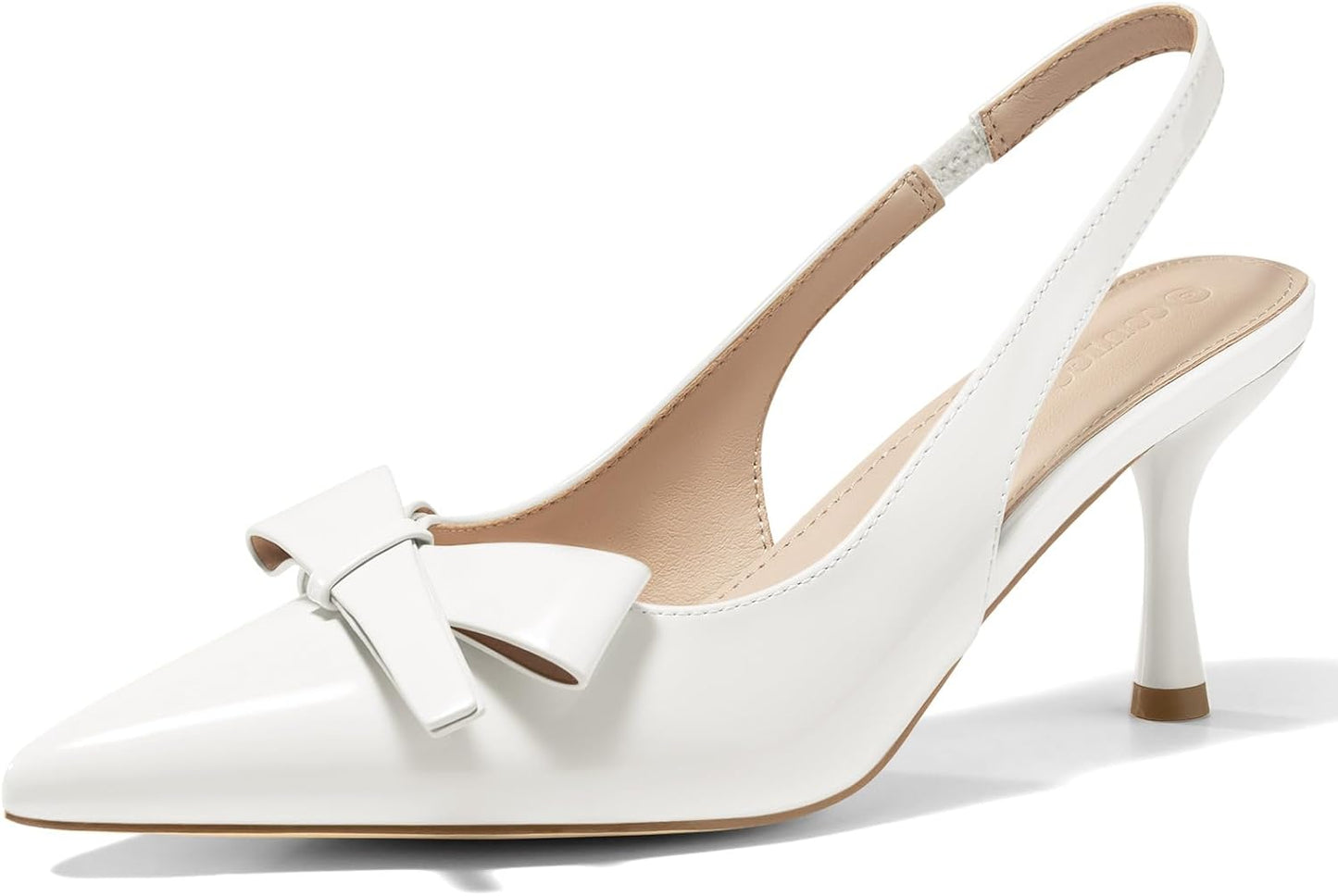 Coutgo Womens Slingback Kitten Heels with Bow for Office Wear