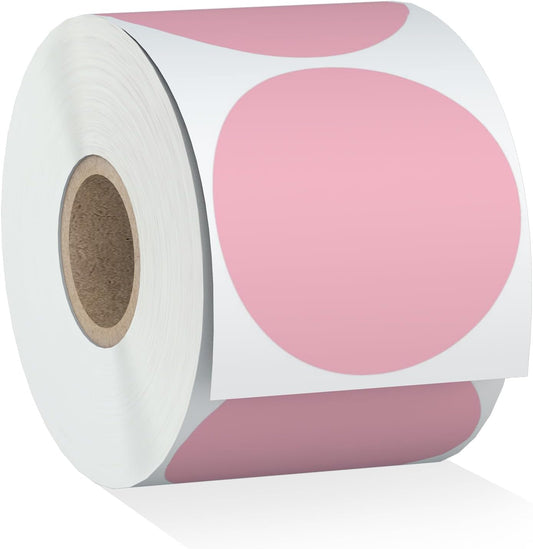 Pink Circle Direct Thermal Stickers Roll - Compatible with Zebra & Rollo