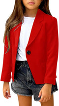 Girls Solid Color Lapel Suit Coat Button Down Blazer Jacket