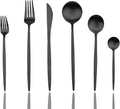 JASHII Luxury Black Flatware Set 24-piece - Elegant Matte Finish
