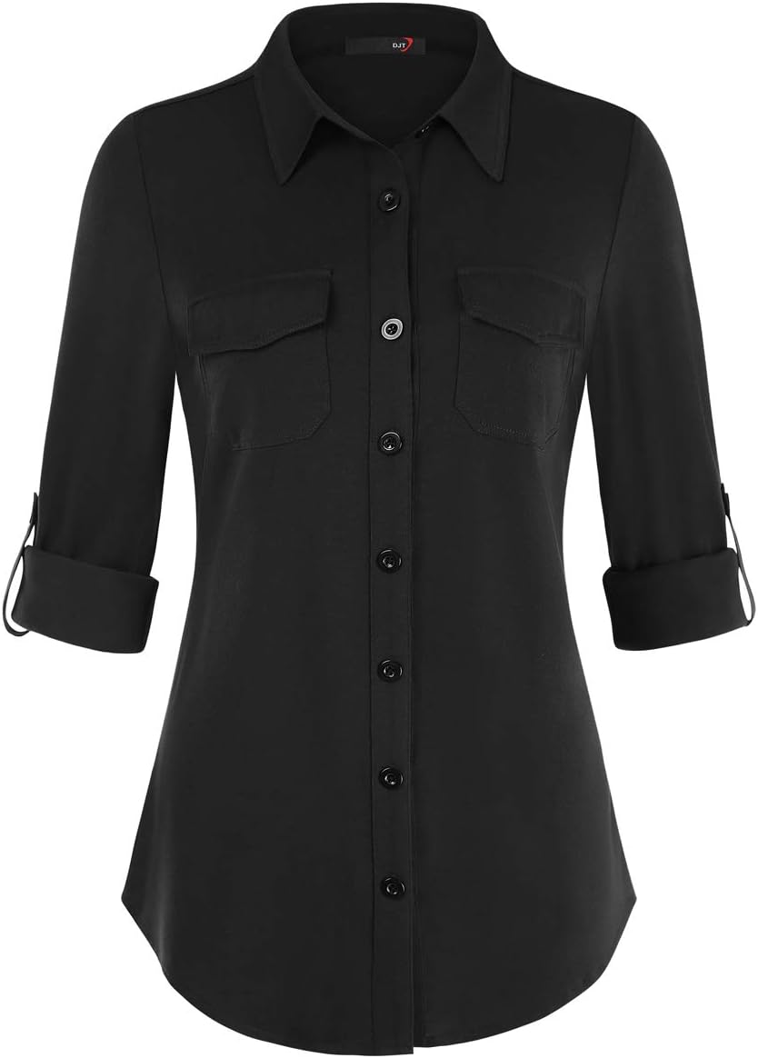 DJT Womens Soft Stretchy Knit Plaid Shirts for Every Occasion