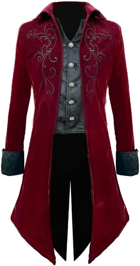 Crubelon Mens Steampunk Tailcoat Jacket for Gothic Style Events