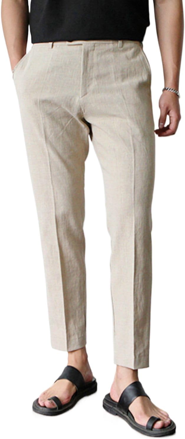 GINGTTO Linen Pants for Men - Slim Fit Lightweight Summer Style