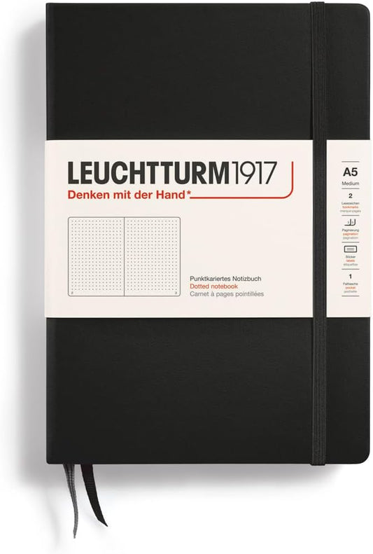 LEUCHTTURM1917 Hardcover A5 Notebook 251 Numbered Pages - Black