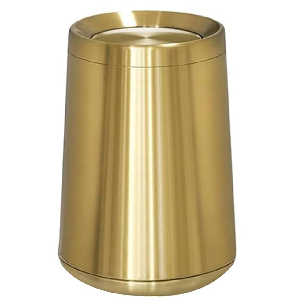 Elegant 8L Brass Garbage Can with Swing Lid for Any Room