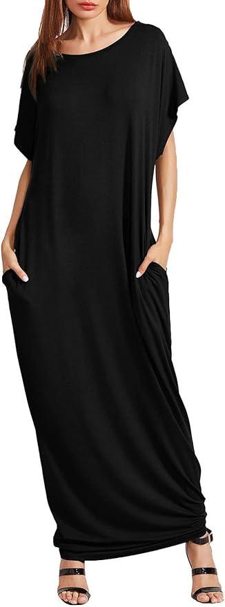 Verdusa Women's Short Sleeve Loose Long Maxi Lounge Dress Review