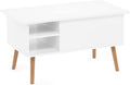 Furinno Wooden Leg Lift Coffee Table - Hidden Compartment, White