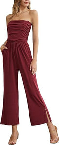 GRACE KARIN Women's Strapless Wide Leg Jumpsuit with Pockets - Casual