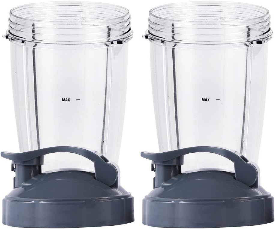 Nutribullet Blender Parts: 24OZ Cups with Flip Lids - 2 Pack
