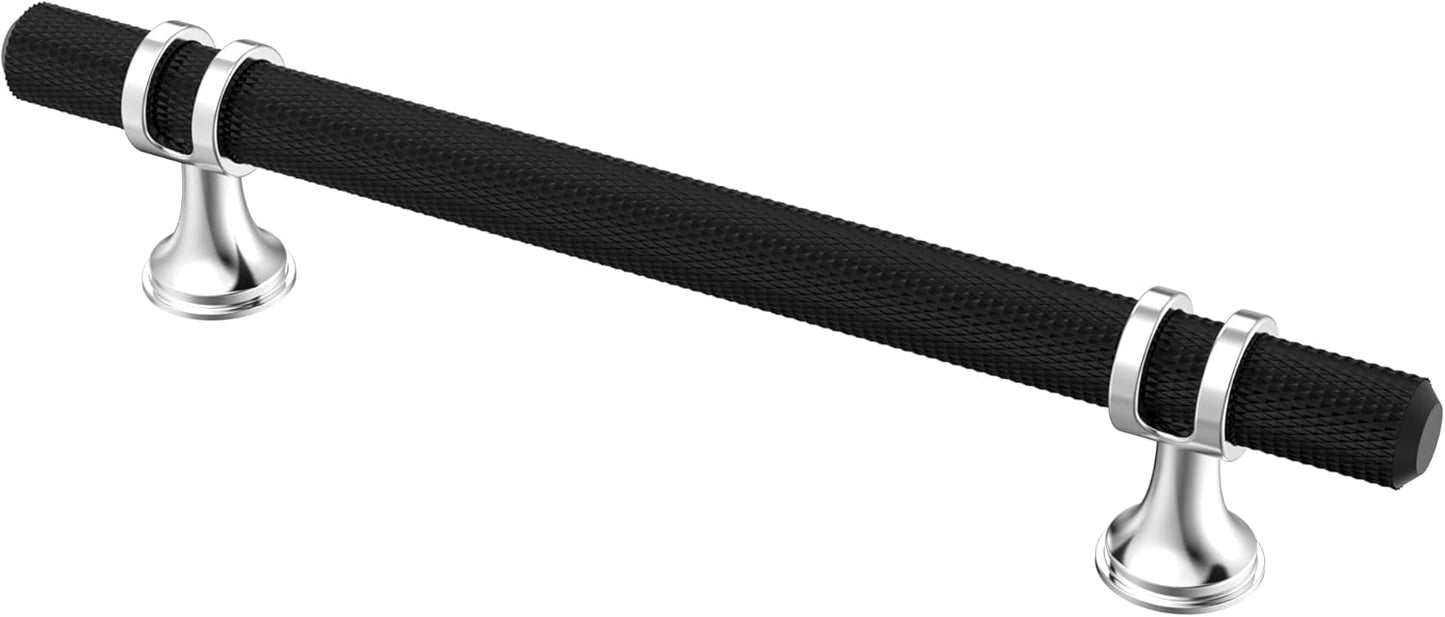 Elegant 10 Pack Matt Black and Silver Cabinet Pulls for Kitchens