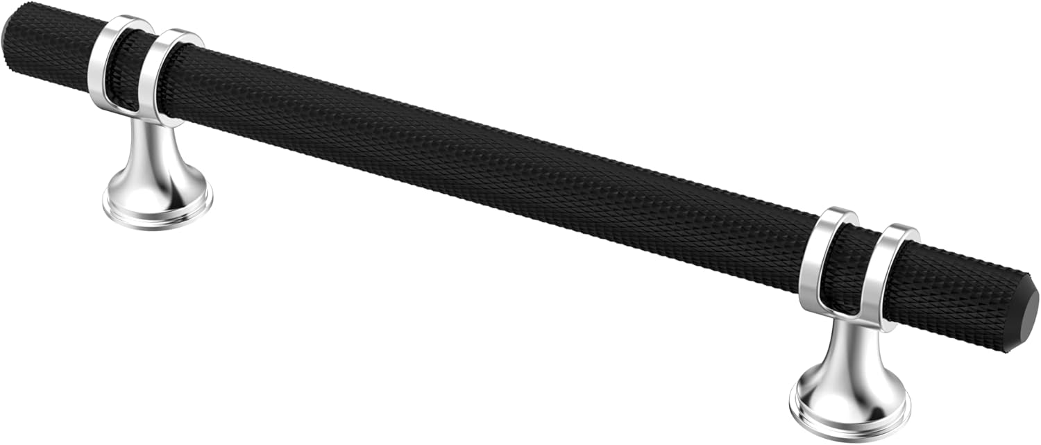 Elegant 10 Pack Matt Black and Silver Cabinet Pulls for Kitchens
