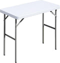 Folding Table 2.7ft Rectangular White Portable HDPE Table - Compact