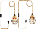 Industrial Hanging Light with Plug in Cord - Hemp Rope Farmhouse