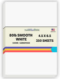 350 Bright White Smooth 80# Card Paper Sheets 4.5in x 6.5in