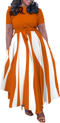 Plus Size Dress A Line Dresses for Women - Summer Long Sleeve Belted