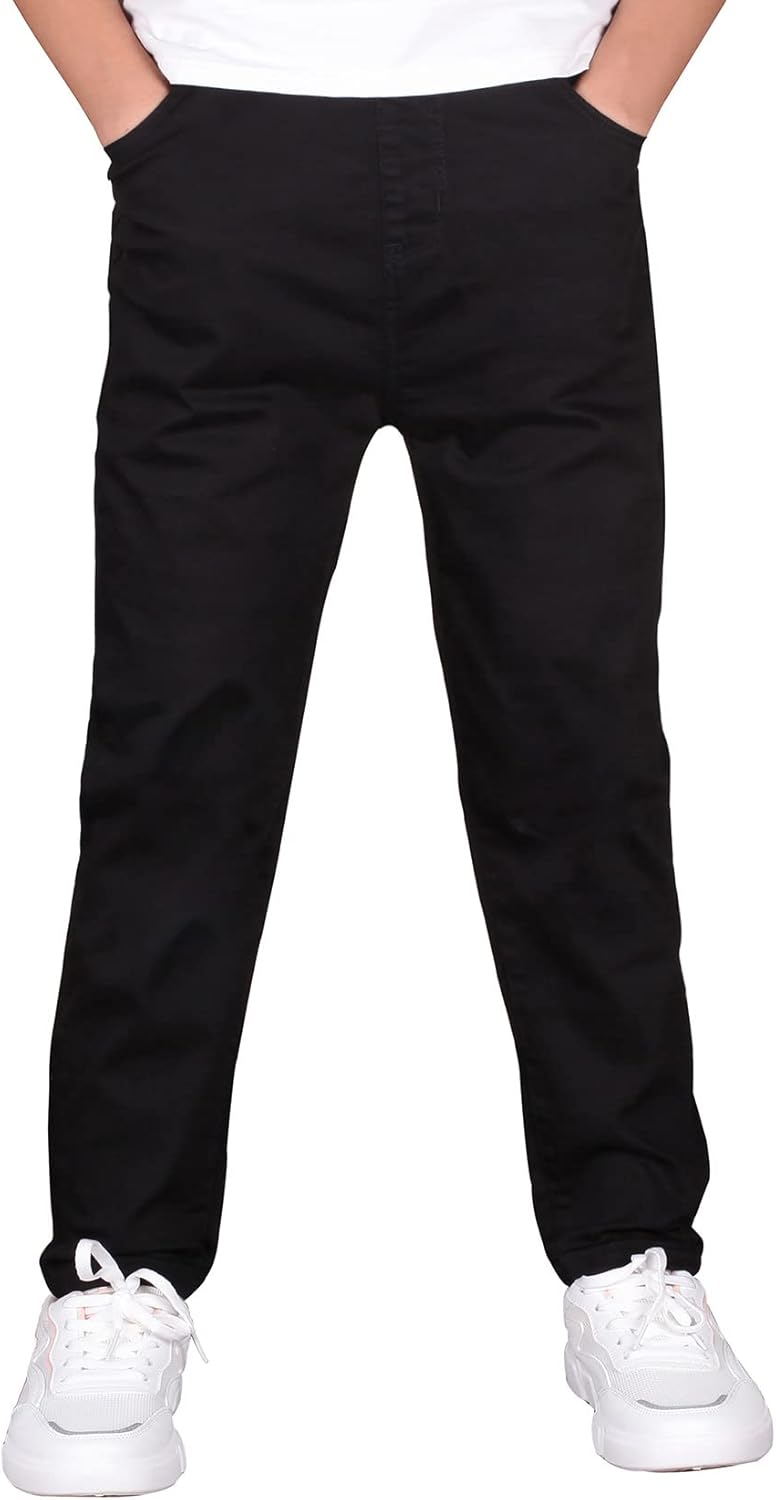 Boys' Stretch Pull on Chino Pants for School Uniform and Play