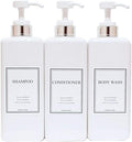 27 oz White & Silver Pump Bottle Set Pack of 3 - Refillable Shower