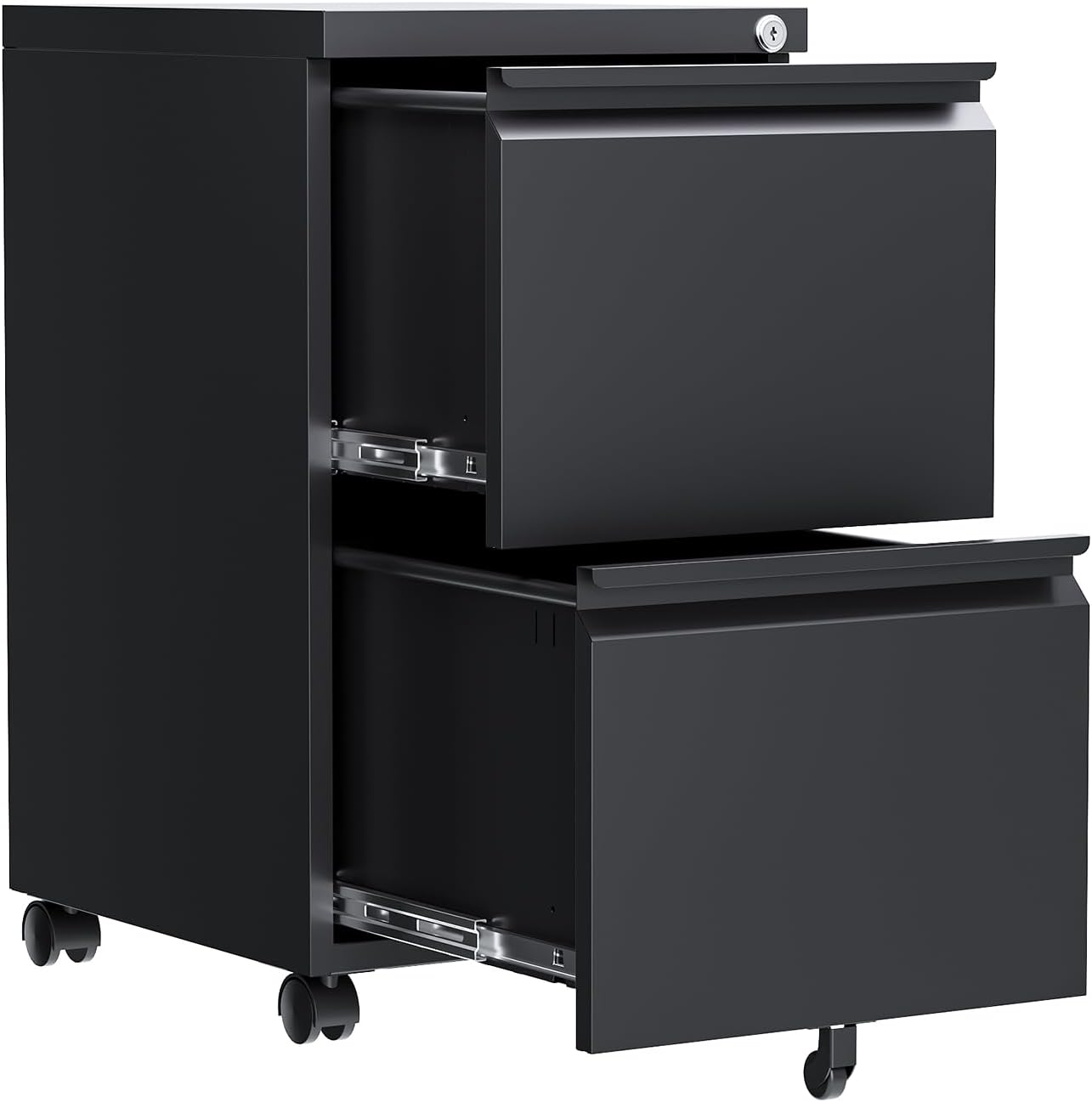 Mobile 2 Drawer File Cabinet with Lock for Office Storage