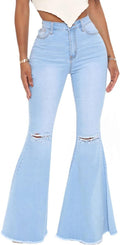 Bell Bottom Jeans for Women Ripped High Waisted Flared Denim - Retro