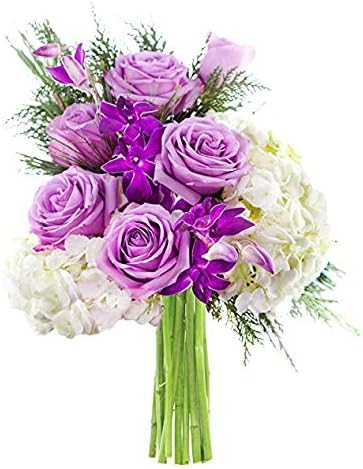 Silent Night Bouquet of Purple Roses and Hydrangeas Gift