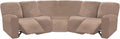 Velvet Taupe 7-Piece L Shape Recliner Sofa Cover - 5 Seat Fit