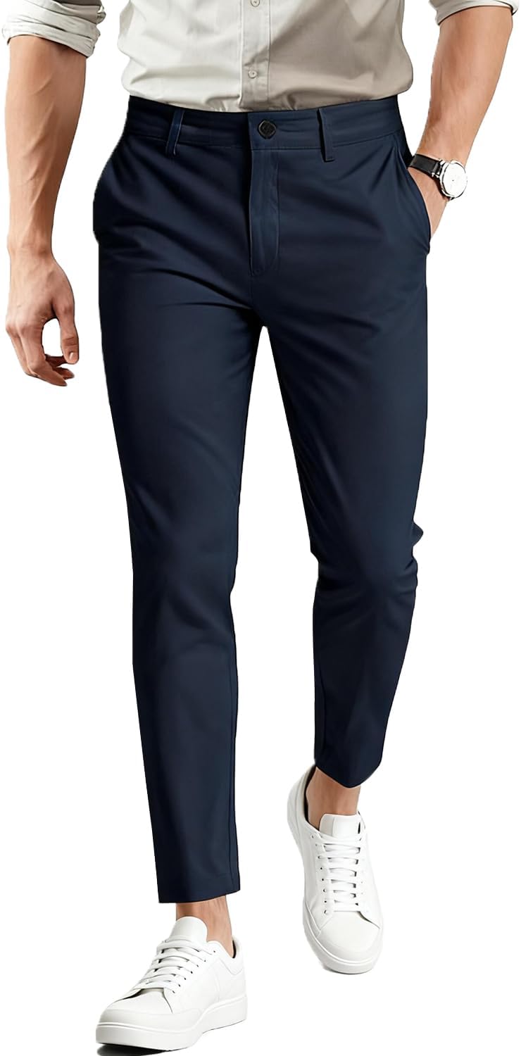Mens Dress Pants Slim Fit Stretch Fashion Plaid Pant for Style
