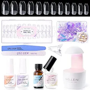 Gellen Nail Tips and Glue Gel Kit for DIY Nail Art Fun