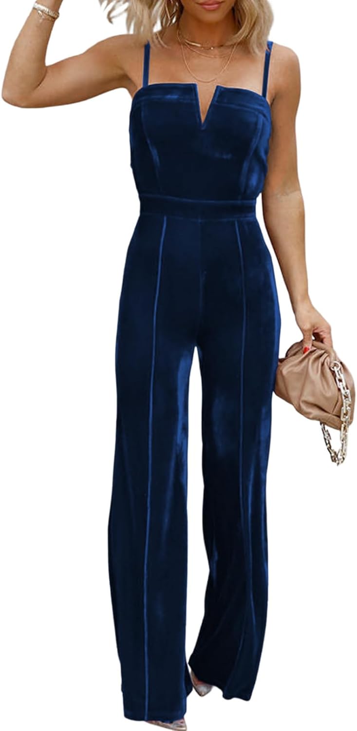 Stylish Velvet Jumpsuits for Women with Adjustable Straps