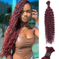 Burgundy Deep Water Wave Bulk Human Braiding Hair for Boho Styles
