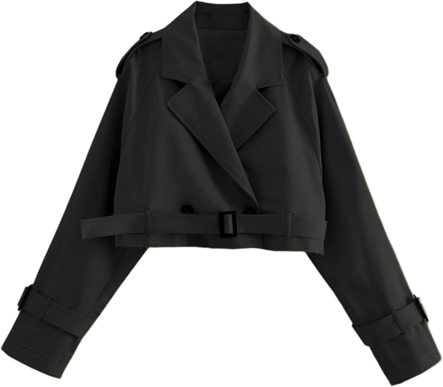 Xiaoxuemeng Womens Cropped Bike Jacket Stylish Trench Coat