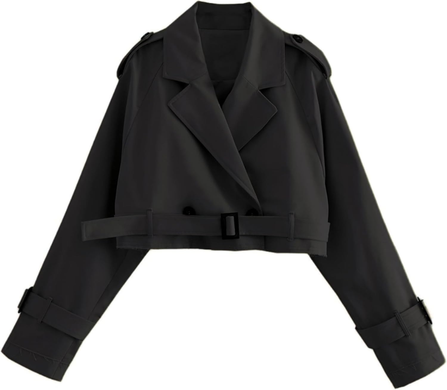 Cropped Bike Jacket for Women - Stylish Double Breasted Trench