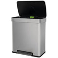 Dual Compartment Recycling Trash Can with Removable Buckets - 60L