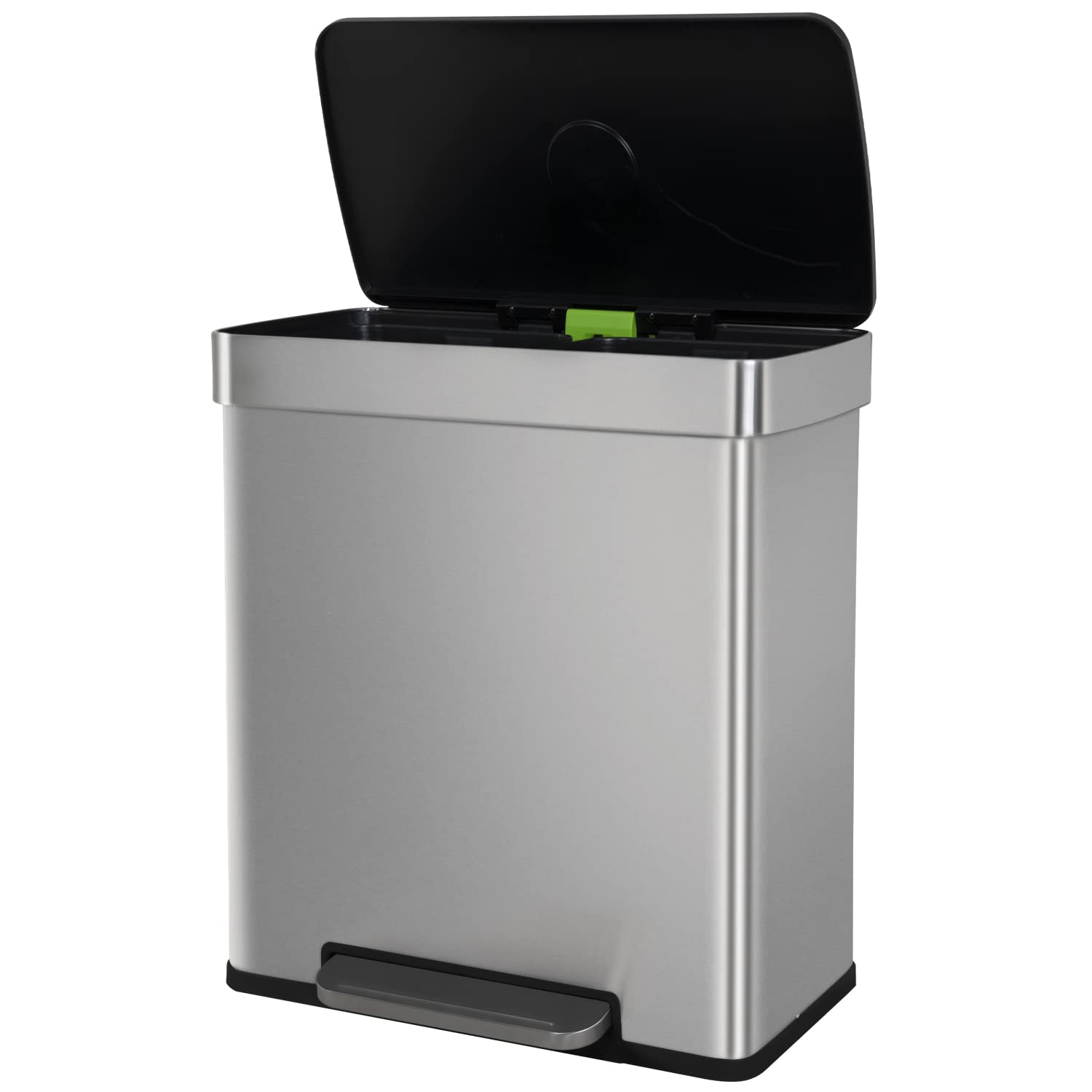 Dual Compartment Recycling Trash Can with Soft-Close Lid