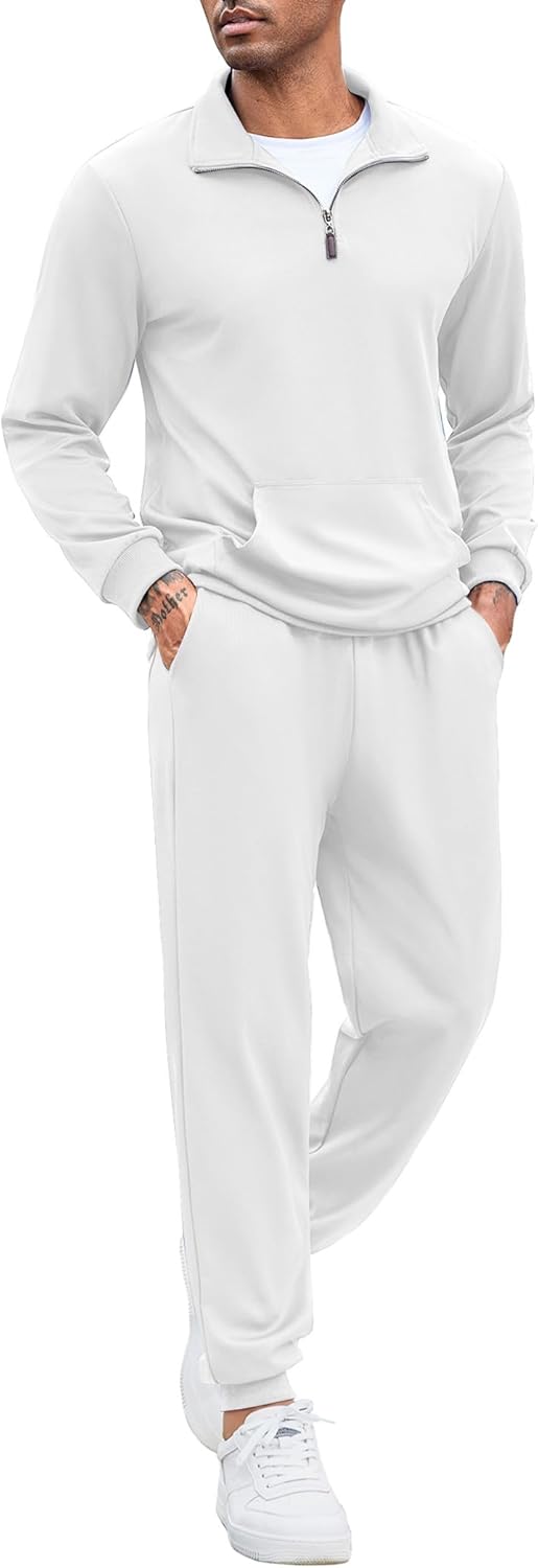 Men's Tracksuit 2 Piece Quarter Zip Sweatsuit for Casual Wear