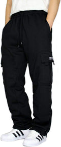 DREAM USA Men's Heavyweight Fleece Cargo Sweatpants - Durable Warmth