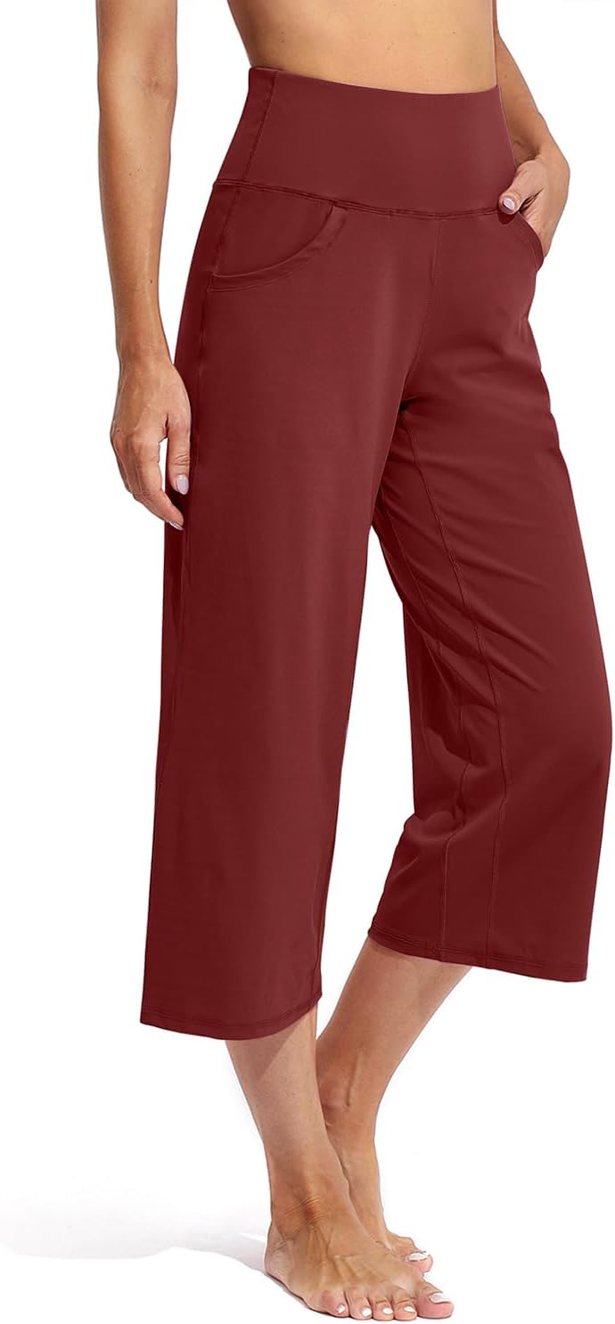 Promover Capri Pants for Women Wide Leg Yoga Cropped Pants
