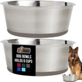 GORILLA GRIP Dog Bowls Set of 2 8 Cup Stainless Steel - Stable, Rust