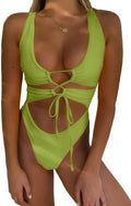 CHYRII Women's Cutout Lace Up Backless High Cut Monokini - Sexy Fit v