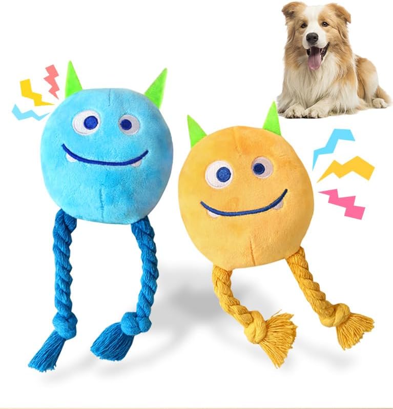 Bite-sized Fun: Puppy Squeaky Rope Toys - 2 Pack