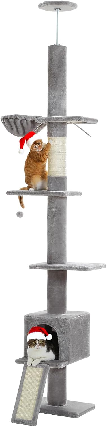 PEQULTI Adjustable Cat Tree Floor to Ceiling for Indoor Cats