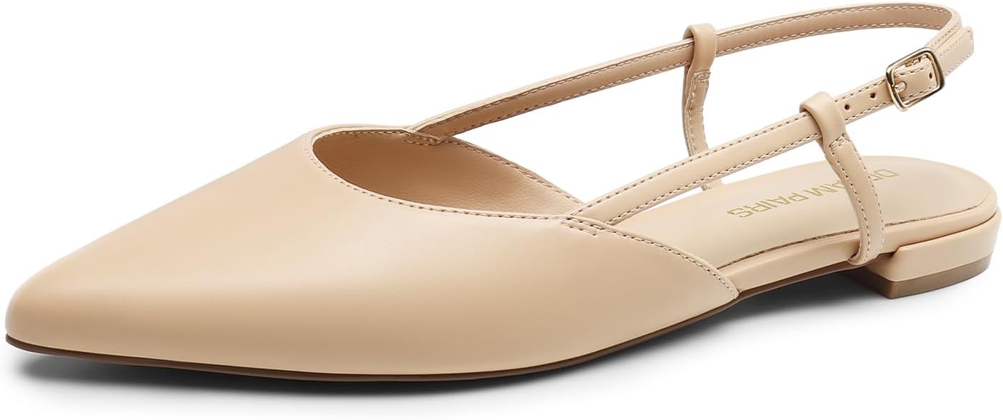DREAM PAIRS Slingback Flats for Women - Chic Pointed Toe Style