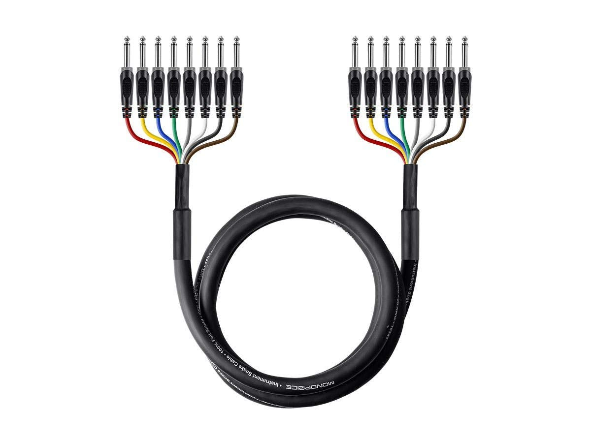 Monoprice 8-Channel 1/4-Inch TS Male Snake Cable - 20 Feet