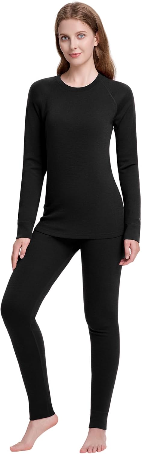 Women's 100% Merino Wool Base Layer Sets for Skiing Comfort